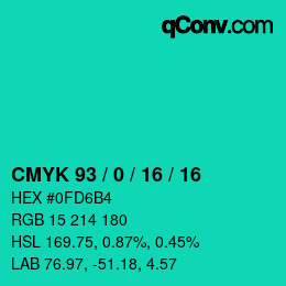 Farbcode: CMYK 93 / 0 / 16 / 16 | qconv.com