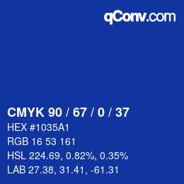 Code couleur: CMYK 90 / 67 / 0 / 37 | qconv.com