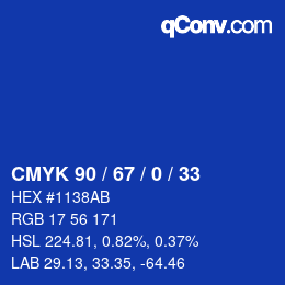 Code couleur: CMYK 90 / 67 / 0 / 33 | qconv.com