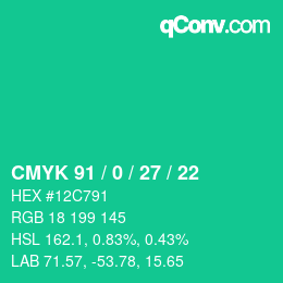 Color code: CMYK 91 / 0 / 27 / 22 | qconv.com