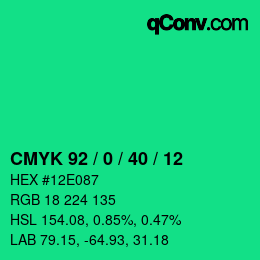 カラーコード: CMYK 92 / 0 / 40 / 12 | qconv.com