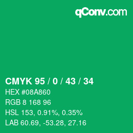 Código de color: CMYK 95 / 0 / 43 / 34 | qconv.com