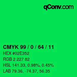 Código de color: CMYK 99 / 0 / 64 / 11 | qconv.com