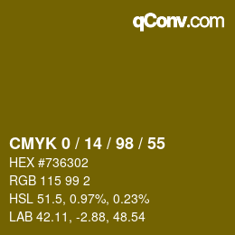 Código de color: CMYK 0 / 14 / 98 / 55 | qconv.com