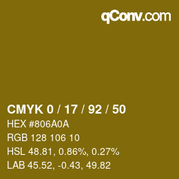 Color code: CMYK 0 / 17 / 92 / 50 | qconv.com