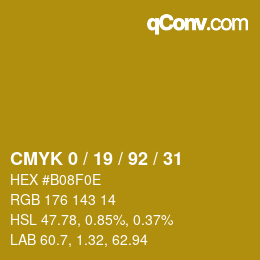 カラーコード: CMYK 0 / 19 / 92 / 31 | qconv.com