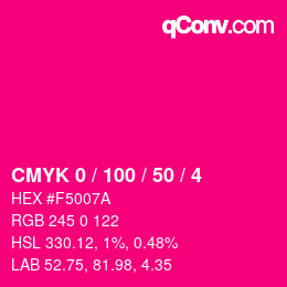 カラーコード: CMYK 0 / 100 / 50 / 4 | qconv.com