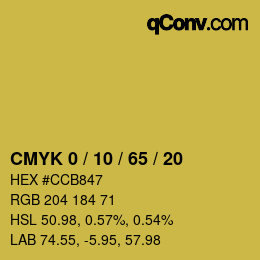 Farbcode: CMYK 0 / 10 / 65 / 20 | qconv.com