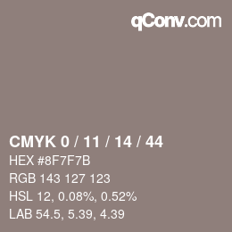 カラーコード: CMYK 0 / 11 / 14 / 44 | qconv.com