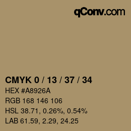 カラーコード: CMYK 0 / 13 / 37 / 34 | qconv.com