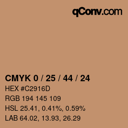 Color code: CMYK 0 / 25 / 44 / 24 | qconv.com