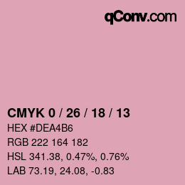 カラーコード: CMYK 0 / 26 / 18 / 13 | qconv.com