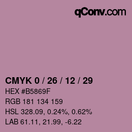 Code couleur: CMYK 0 / 26 / 12 / 29 | qconv.com