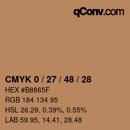 Code couleur: CMYK 0 / 27 / 48 / 28 | qconv.com