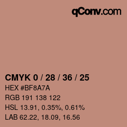 カラーコード: CMYK 0 / 28 / 36 / 25 | qconv.com