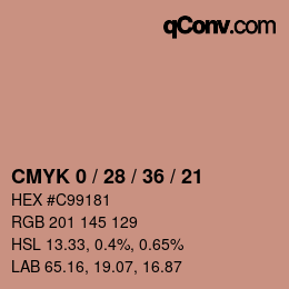 Código de color: CMYK 0 / 28 / 36 / 21 | qconv.com