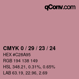 Code couleur: CMYK 0 / 29 / 23 / 24 | qconv.com