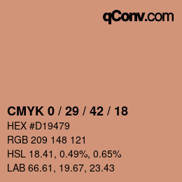 カラーコード: CMYK 0 / 29 / 42 / 18 | qconv.com