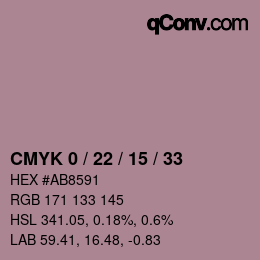 Code couleur: CMYK 0 / 22 / 15 / 33 | qconv.com