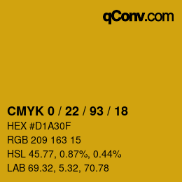 Código de color: CMYK 0 / 22 / 93 / 18 | qconv.com