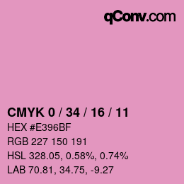 Code couleur: CMYK 0 / 34 / 16 / 11 | qconv.com