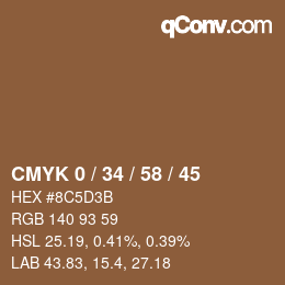 カラーコード: CMYK 0 / 34 / 58 / 45 | qconv.com