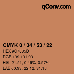 カラーコード: CMYK 0 / 34 / 53 / 22 | qconv.com