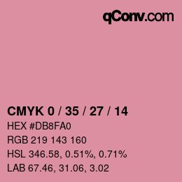 カラーコード: CMYK 0 / 35 / 27 / 14 | qconv.com