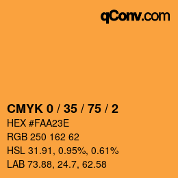 Code couleur: CMYK 0 / 35 / 75 / 2 | qconv.com