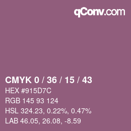 Code couleur: CMYK 0 / 36 / 15 / 43 | qconv.com