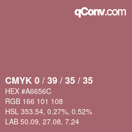 Code couleur: CMYK 0 / 39 / 35 / 35 | qconv.com