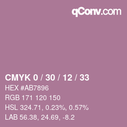 カラーコード: CMYK 0 / 30 / 12 / 33 | qconv.com