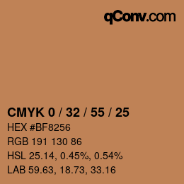 カラーコード: CMYK 0 / 32 / 55 / 25 | qconv.com