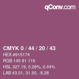 カラーコード: CMYK 0 / 44 / 20 / 43 | qconv.com