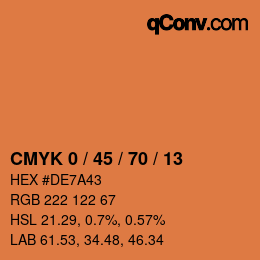 カラーコード: CMYK 0 / 45 / 70 / 13 | qconv.com