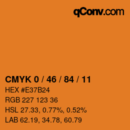 Código de color: CMYK 0 / 46 / 84 / 11 | qconv.com