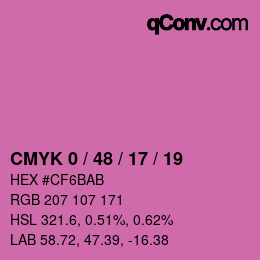 カラーコード: CMYK 0 / 48 / 17 / 19 | qconv.com