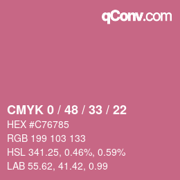 カラーコード: CMYK 0 / 48 / 33 / 22 | qconv.com