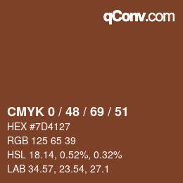 Color code: CMYK 0 / 48 / 69 / 51 | qconv.com