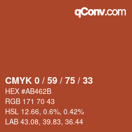 Código de color: CMYK 0 / 59 / 75 / 33 | qconv.com