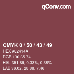 カラーコード: CMYK 0 / 50 / 43 / 49 | qconv.com