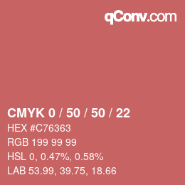 Farbcode: CMYK 0 / 50 / 50 / 22 | qconv.com