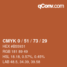 Código de color: CMYK 0 / 51 / 73 / 29 | qconv.com