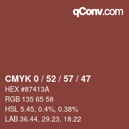 Color code: CMYK 0 / 52 / 57 / 47 | qconv.com