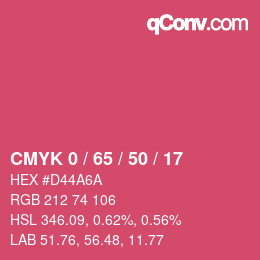 Farbcode: CMYK 0 / 65 / 50 / 17 | qconv.com