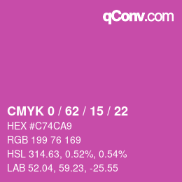 Code couleur: CMYK 0 / 62 / 15 / 22 | qconv.com