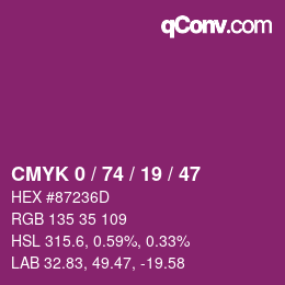 カラーコード: CMYK 0 / 74 / 19 / 47 | qconv.com