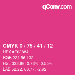 カラーコード: CMYK 0 / 75 / 41 / 12 | qconv.com