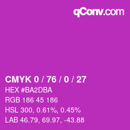 Code couleur: CMYK 0 / 76 / 0 / 27 | qconv.com