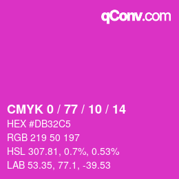 Code couleur: CMYK 0 / 77 / 10 / 14 | qconv.com